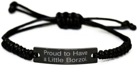 Inspiráló Borzoi Kutya Ajándékok, Büszke arra, hogy egy Kis Borzoi, Ünnepi Fekete Kötél Karkötőt Borzoi Kutya, Borzoi