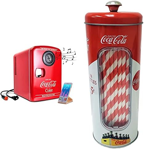 A Coca-Cola Hordozható Mini Hűtőszekrény, Bluetooth Hangszóró, 4 Liter/6 Kapacitás & A Bádog Doboz Cég Kólát Birtokos